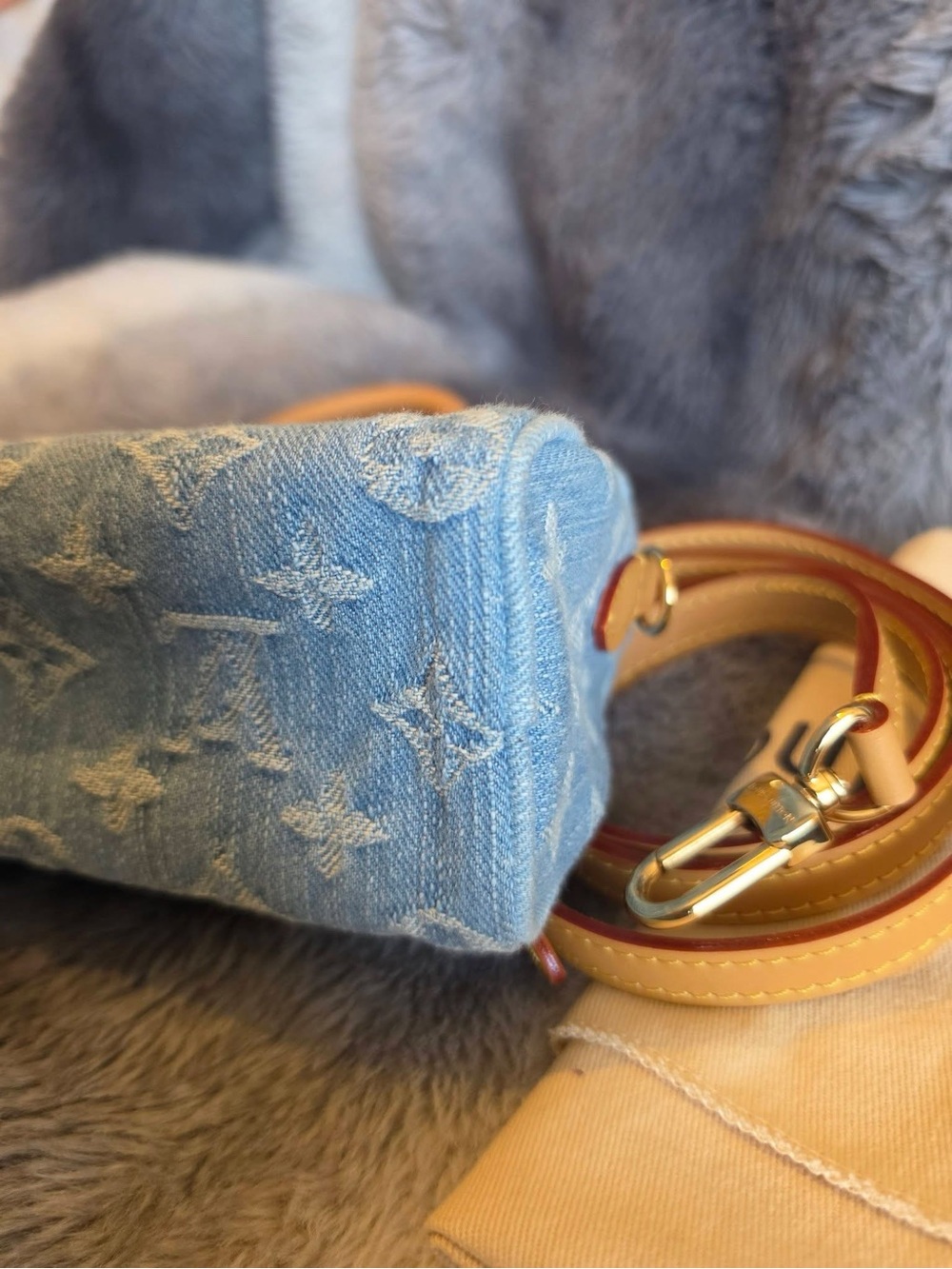 Louis Vuitton Light Blue Denim Nano Excellent Condition Authentic - Picture 12 of 14